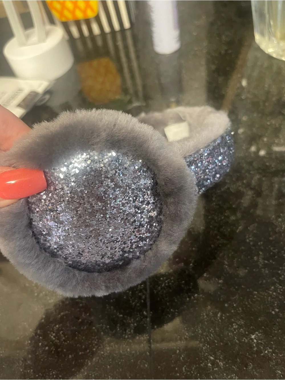 UGG kids, glitter gray earmuffs